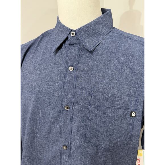 NWT MENS MARMOT AEROBORA Long Sleeve Arctic Navy Button Shirt Size Large L - Picture 2 of 4